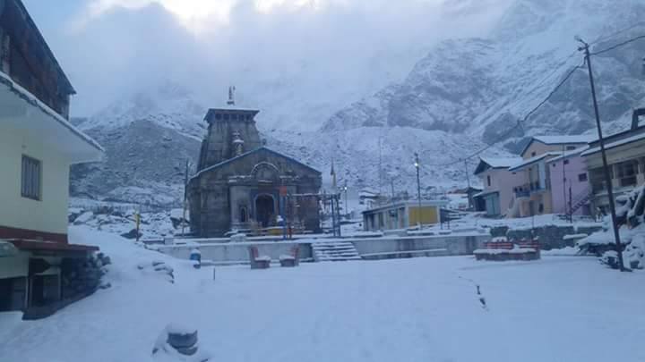 Kedarnath Temple during winter